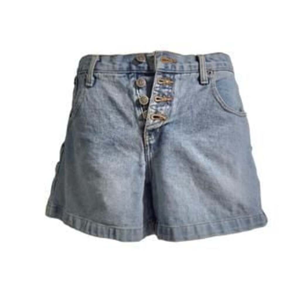 Vintage 90s LEI Blue Denim Button Fly High Waisted Shorts Size 9